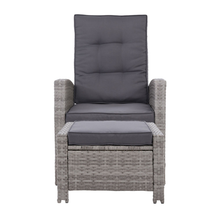 Load image into Gallery viewer, Set of 2 Sun lounge Recliner Outdoor Wicker Chairs with Ottomans