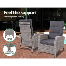 Load image into Gallery viewer, Set of 2 Sun lounge Recliner Outdoor Wicker Chairs with Ottomans