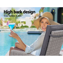 Load image into Gallery viewer, Gardeon Outdoor Patio Furniture Recliner Chairs Table Setting Wicker Lounge 5pc Grey