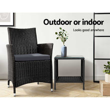 Load image into Gallery viewer, Gardeon Side Table Coffee Patio Outdoor Furniture Rattan Desk Indoor Garden Black