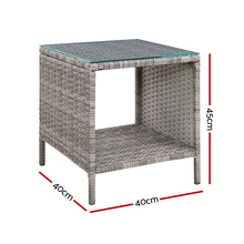 Load image into Gallery viewer, Gardeon Side Table Coffee Patio Outdoor Furniture Rattan Desk Indoor Garden Grey