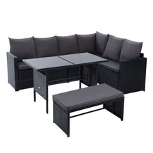 Load image into Gallery viewer, Gardeon Outdoor Furniture Dining Setting Sofa Set Wicker 8 Seater Storage Cover Black