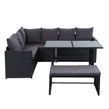 Load image into Gallery viewer, Gardeon Outdoor Furniture Dining Setting Sofa Set Wicker 8 Seater Storage Cover Black