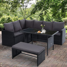 Load image into Gallery viewer, Gardeon Outdoor Furniture Dining Setting Sofa Set Wicker 8 Seater Storage Cover Black