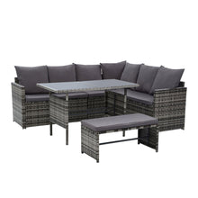 Load image into Gallery viewer, Gardeon Outdoor Furniture Dining Setting Sofa Set Lounge Wicker 8 Seater Mixed Grey
