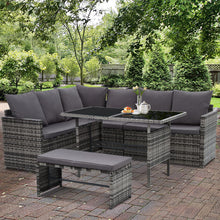 Load image into Gallery viewer, Gardeon Outdoor Furniture Dining Setting Sofa Set Lounge Wicker 8 Seater Mixed Grey