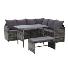 Load image into Gallery viewer, Gardeon Outdoor Furniture Dining Setting Sofa Set Wicker 8 Seater Storage Cover Mixed Grey