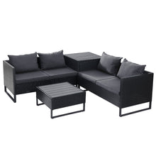 Load image into Gallery viewer, Gardeon Outdoor Sofa Furniture Garden Couch Lounge Set Wicker Table Chair Black