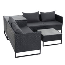 Load image into Gallery viewer, Gardeon Outdoor Sofa Furniture Garden Couch Lounge Set Wicker Table Chair Black