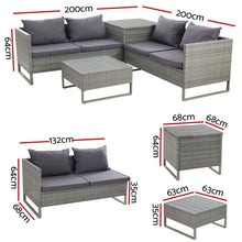 Load image into Gallery viewer, Gardeon Outdoor Sofa Furniture Garden Couch Lounge Set Patio Wicker Table Chairs