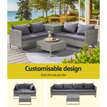 Load image into Gallery viewer, Gardeon Outdoor Sofa Furniture Garden Couch Lounge Set Patio Wicker Table Chairs