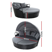 Load image into Gallery viewer, Gardeon Outdoor Lounge Setting Patio Furniture Sofa Wicker Garden Rattan Set Day Bed Black