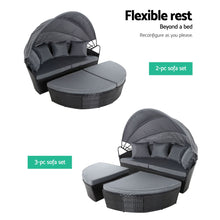 Load image into Gallery viewer, Gardeon Outdoor Lounge Setting Patio Furniture Sofa Wicker Garden Rattan Set Day Bed Black