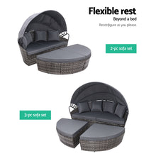 Load image into Gallery viewer, Gardeon Outdoor Lounge Setting Patio Furniture Sofa Wicker Garden Rattan Set Day Bed Grey