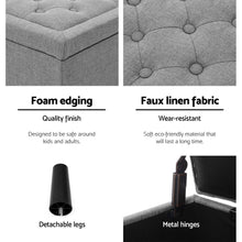 Load image into Gallery viewer, Artiss Storage Ottoman Blanket Box Linen Fabric Chest Foot Stool Toy Bench Grey