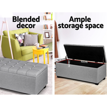 Load image into Gallery viewer, Tufted Grey Storage Ottoman