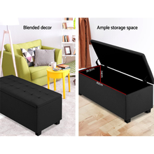 Load image into Gallery viewer, Artiss Storage Ottoman Blanket Box Black Fabric
