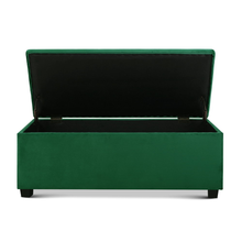 Load image into Gallery viewer, Green Velvet Storage Ottoman Blanket Box