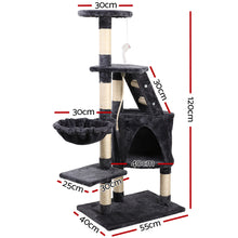 Load image into Gallery viewer, i.Pet Cat Tree 120cm Trees Scratching Post Scratcher Tower Condo House Furniture Wood Multi Level