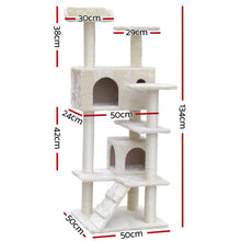 Load image into Gallery viewer, i.Pet Cat Tree 134cm Trees Scratching Post Scratcher Tower Condo House Furniture Wood Beige