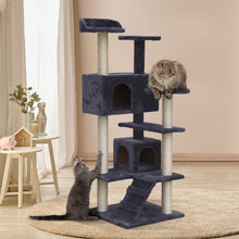 Load image into Gallery viewer, i.Pet Cat Tree 134cm Trees Scratching Post Scratcher Tower Condo House Furniture Wood Grey