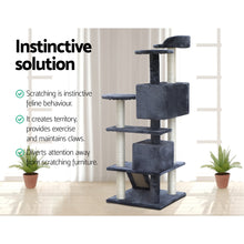 Load image into Gallery viewer, i.Pet Cat Tree 134cm Trees Scratching Post Scratcher Tower Condo House Furniture Wood Grey