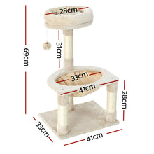 Load image into Gallery viewer, i.Pet Cat Tree Tower Scratching Post Scratcher Wood Condo Toys House Bed 69cm