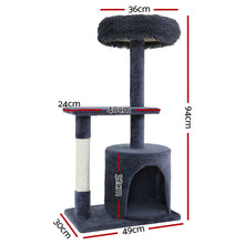 Load image into Gallery viewer, i.Pet Cat Tree Scratching Post Scratcher Tower Condo House Grey 94cm