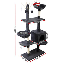 Load image into Gallery viewer, i.Pet Cat Tree 140cm Trees Scratching Post Scratcher Tower Condo House Furniture Wood