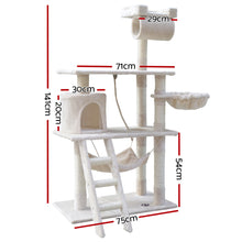 Load image into Gallery viewer, i.Pet Cat Tree 141cm Trees Scratching Post Scratcher Tower Condo House Furniture Wood Beige