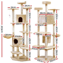 Load image into Gallery viewer, i.Pet Cat Tree 203cm Trees Scratching Post Scratcher Tower Condo House Furniture Wood Beige