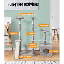 Load image into Gallery viewer, i.Pet Cat Tree Scratching Post Scratcher Tower Condo House Grey 135cm