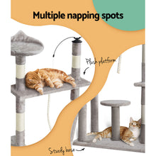 Load image into Gallery viewer, i.Pet Cat Tree Scratching Post Scratcher Tower Condo House Grey 135cm
