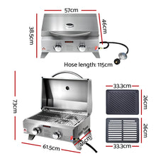 Load image into Gallery viewer, Grillz Portable Gas BBQ LPG Oven Camping Cooker Grill 2 Burners Stove Outdoor