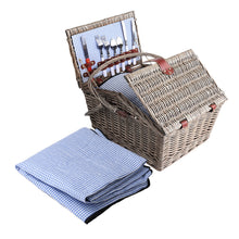 Load image into Gallery viewer, Alfresco 4 Person Picnic Basket Outdoor Insulated with Blanket