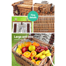 Load image into Gallery viewer, Alfresco 4 Person Picnic Basket Outdoor Insulated with Blanket