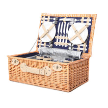 Load image into Gallery viewer, Alfresco 4 Person Picnic Basket Wicker Set Outdoor Insulated with Blanket Navy
