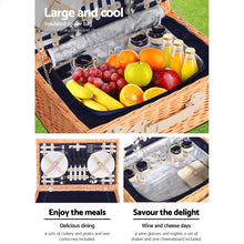 Load image into Gallery viewer, Alfresco 4 Person Picnic Basket Wicker Set Outdoor Insulated with Blanket Navy
