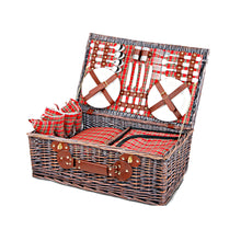 Load image into Gallery viewer, Alfresco 4 Person Picnic Basket Wicker Set Outdoor Insulated with Blanket