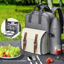 Load image into Gallery viewer, Alfresco Picnic Backpack Set Cooler Bag 4 Person Outdoor Insulated Liquor