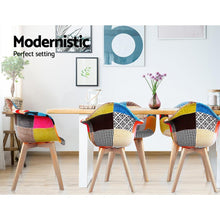 Load image into Gallery viewer, Patchwork Artistic 70s Style Set of 2 Dining Chairs-Furniture-The White Mall