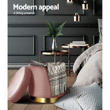Load image into Gallery viewer, Pink Velvet Poufe Storage Ottoman-Furniture-The White Mall