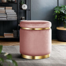 Load image into Gallery viewer, Pink Velvet Pouffee Ottoman-Furniture-The White Mall
