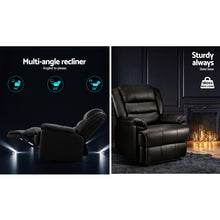 Load image into Gallery viewer, Artiss Recliner Chair Armchair Luxury Single Lounge Leather Black Cinema
