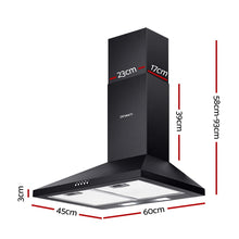 Load image into Gallery viewer, Devanti Pyramid Range Hood Rangehood 600mm 60cm Kitchen Canopy Black