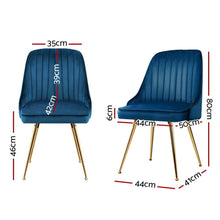 Load image into Gallery viewer, Set of 2 Luxurious Blue Velvet Dining Chairs-Dining Chair-The White Mall