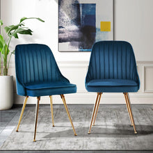 Load image into Gallery viewer, Set of 2 Luxurious Blue Velvet Dining Chairs-Dining Chair-The White Mall