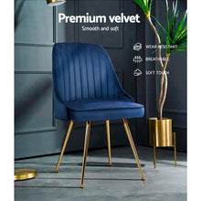 Load image into Gallery viewer, Set of 2 Luxurious Blue Velvet Dining Chairs-Dining Chair-The White Mall
