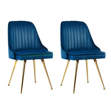 Load image into Gallery viewer, Artiss Set of 2 Dining Chairs Retro Chair Cafe Kitchen Modern Metal Legs Velvet Blue