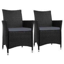 Load image into Gallery viewer, Set of 2 Outdoor Bistro Set Chairs Patio Furniture Dining Wicker Garden Cushion Gardeon